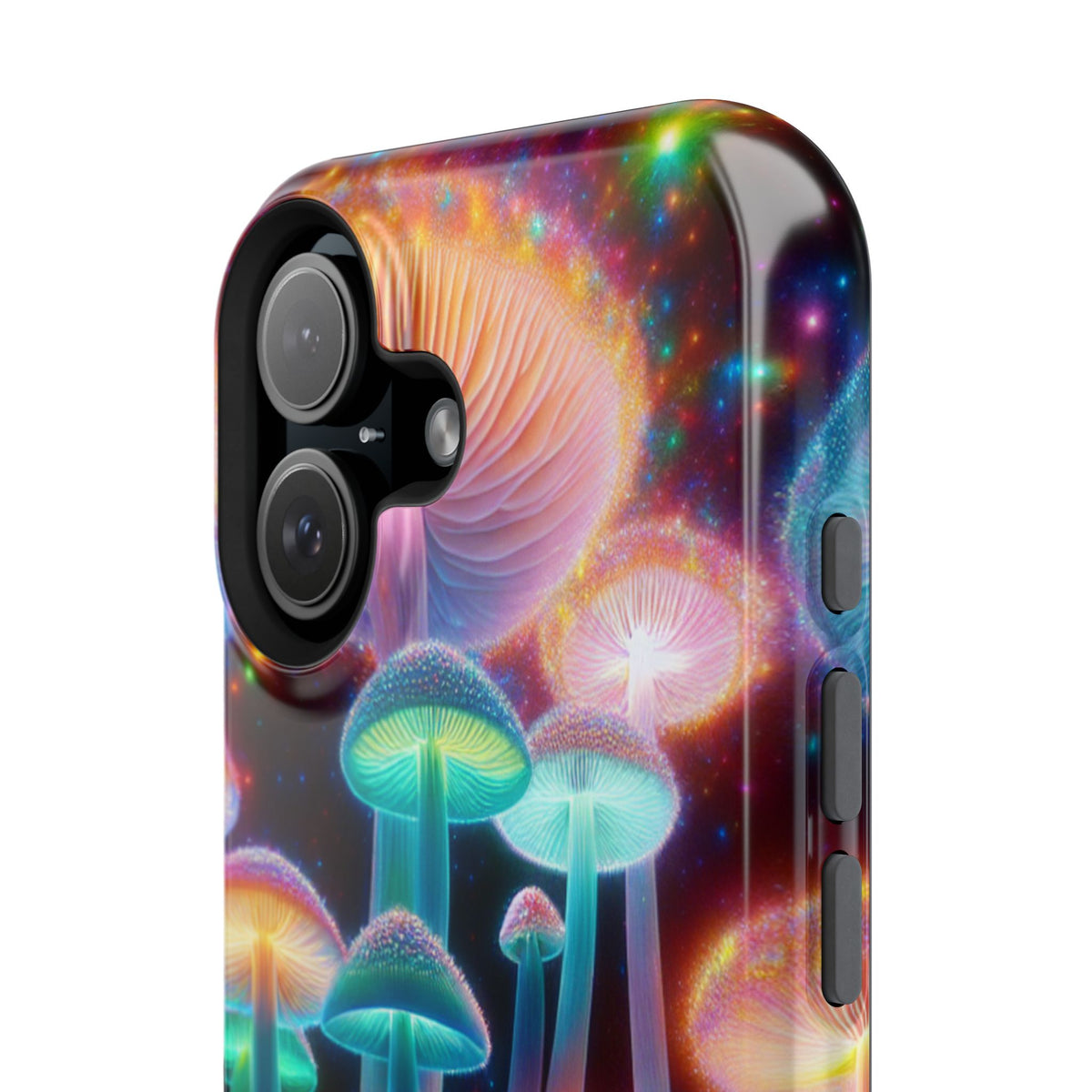 Psychedelic Neon Mushroom Phone Case — Protective Cosmic Art iPhone Cover