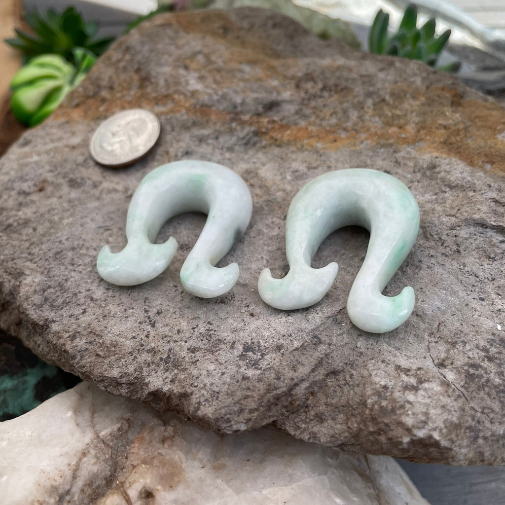 OOAK Jadeite Wave Hook Earrings – 9/16" (14mm)