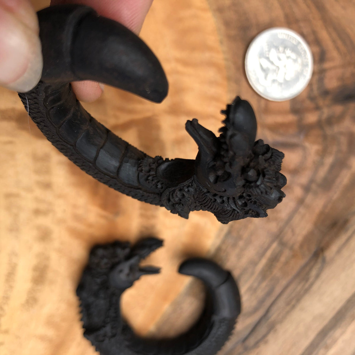 Ebony Wood Dragon Gauged Earrings – Limited Edition