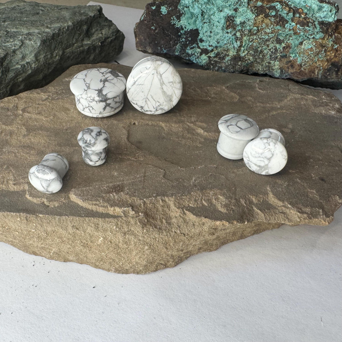 White Howlite Stone Plugs – Single Flared Gauges