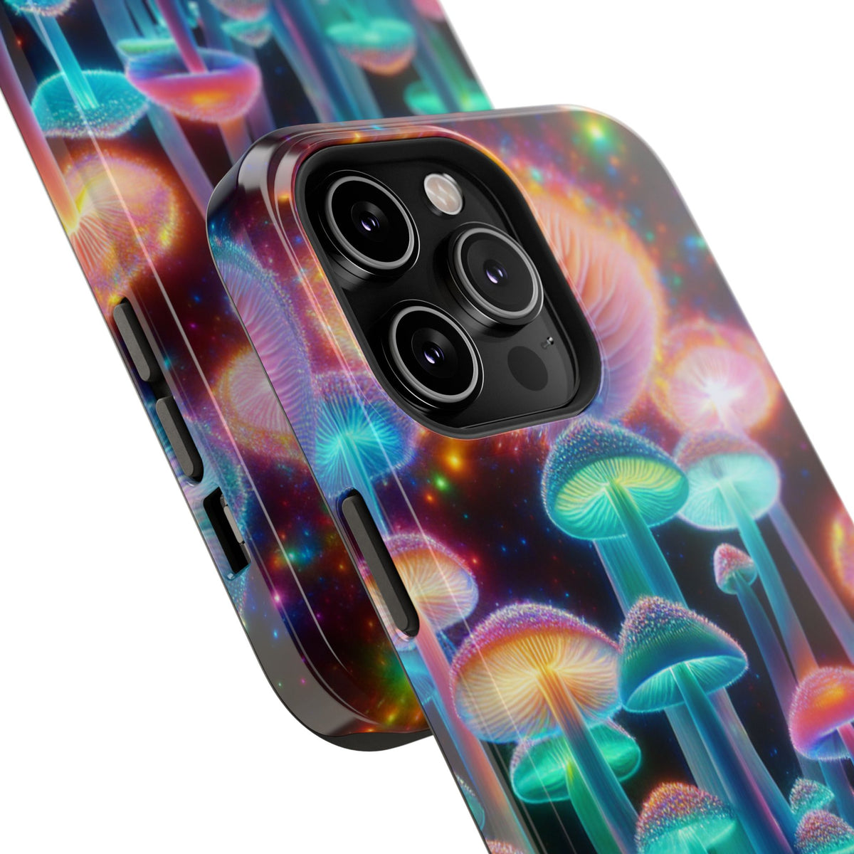 Psychedelic Neon Mushroom Phone Case — Protective Cosmic Art iPhone Cover