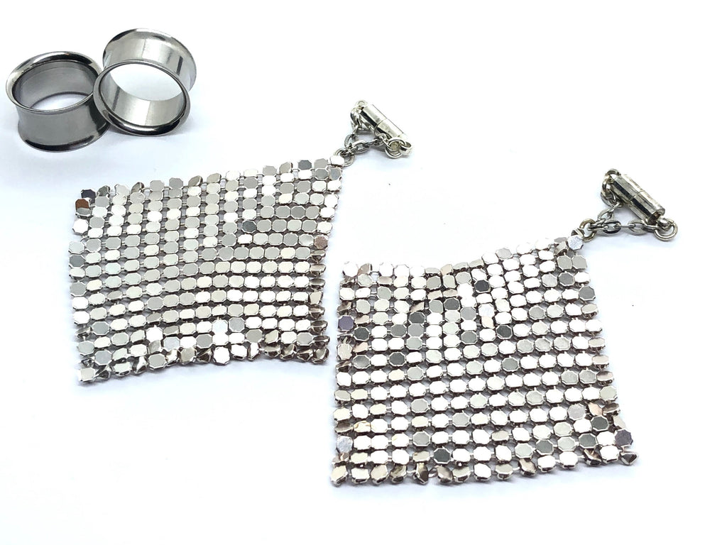 Silver-Tone Magnetic Clasp Gauged Earrings