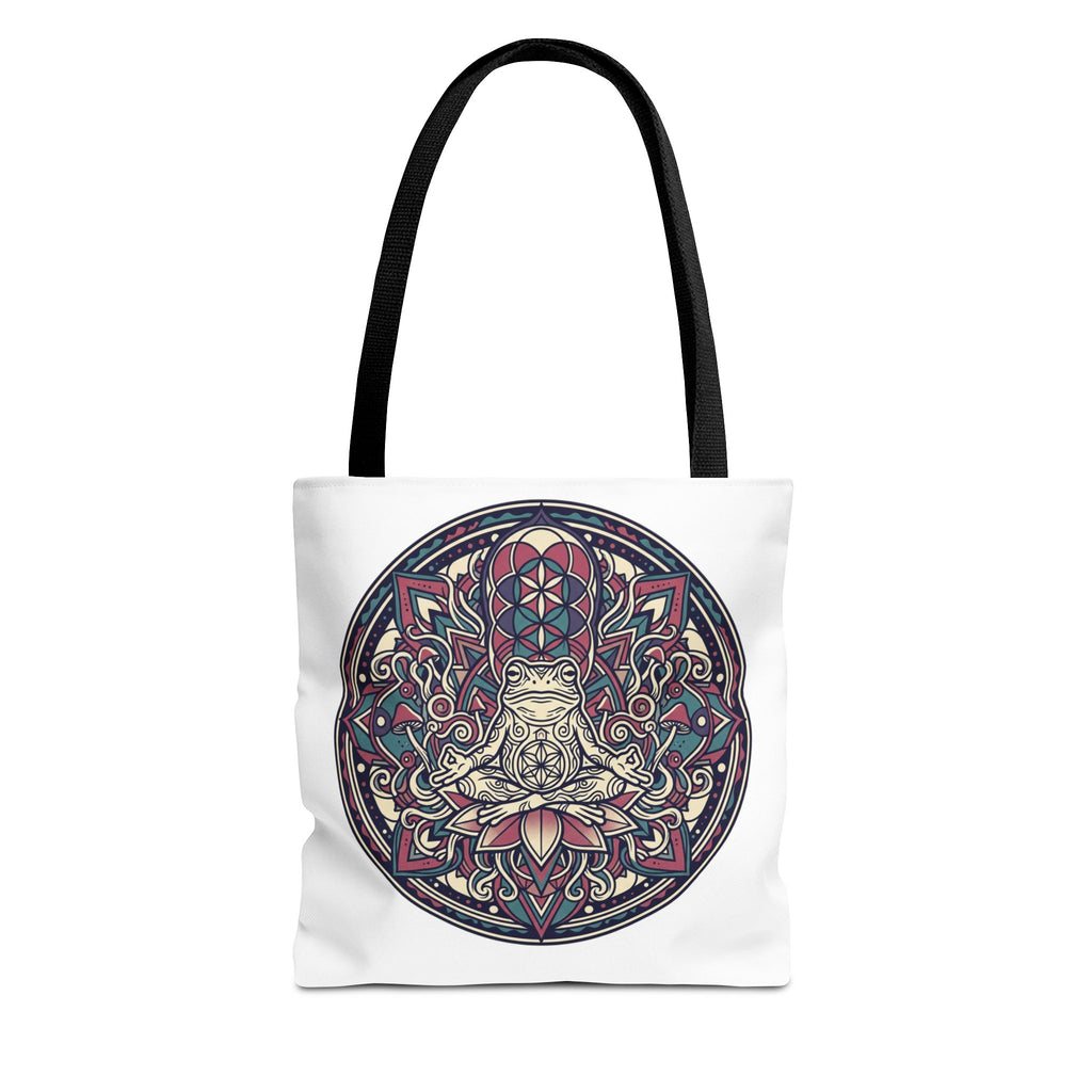 Meditating Cat Mandala Tote Bag — Boho Yoga, Spiritual Gift