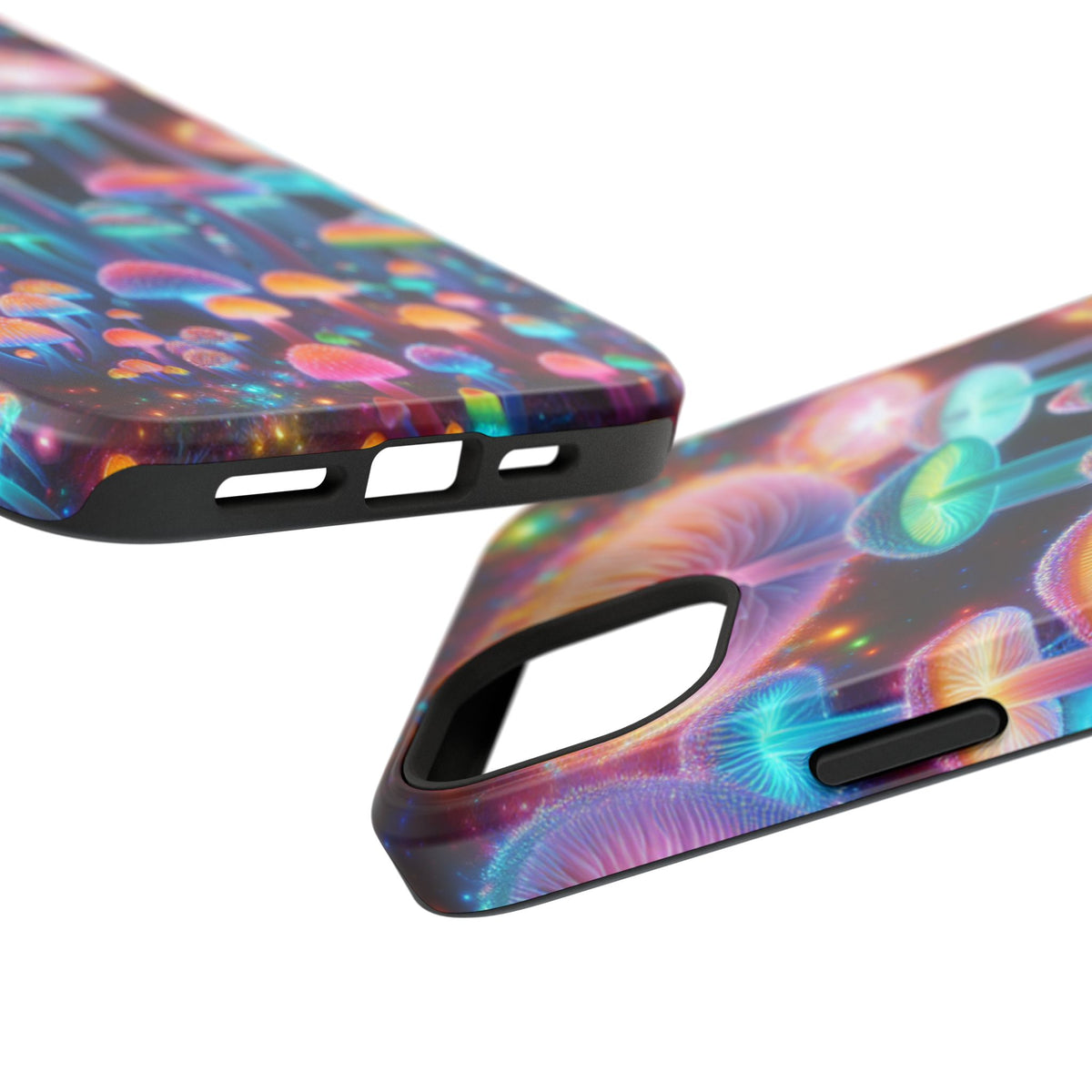 Psychedelic Neon Mushroom Phone Case — Protective Cosmic Art iPhone Cover