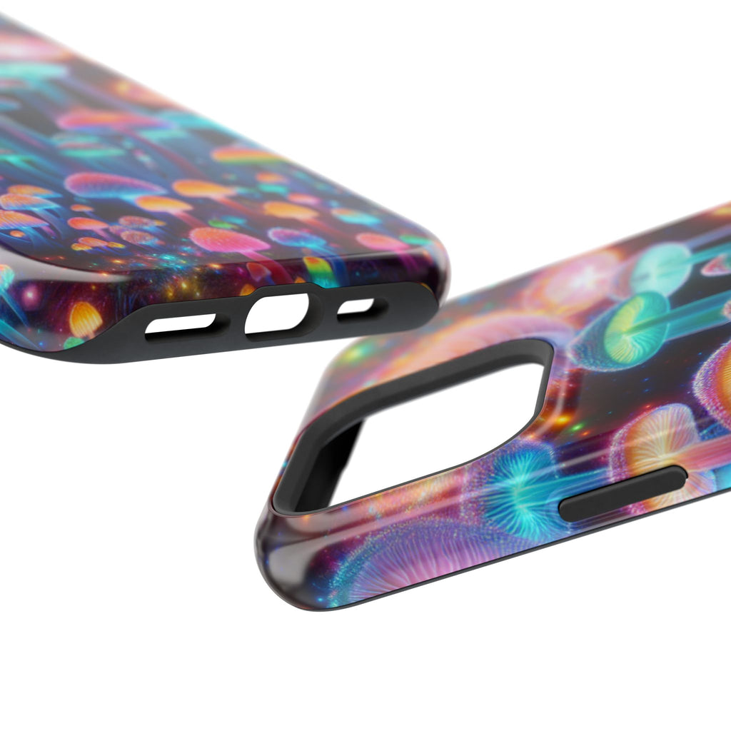 Psychedelic Neon Mushroom Phone Case — Protective Cosmic Art iPhone Cover