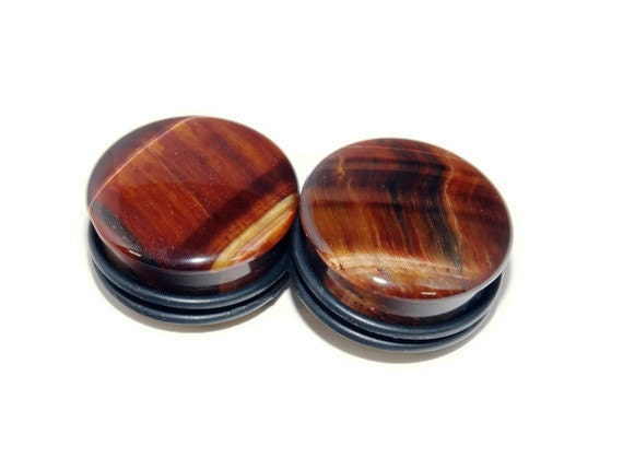 Red Tiger's Eye Plugs – Single Flared Stone Gauges