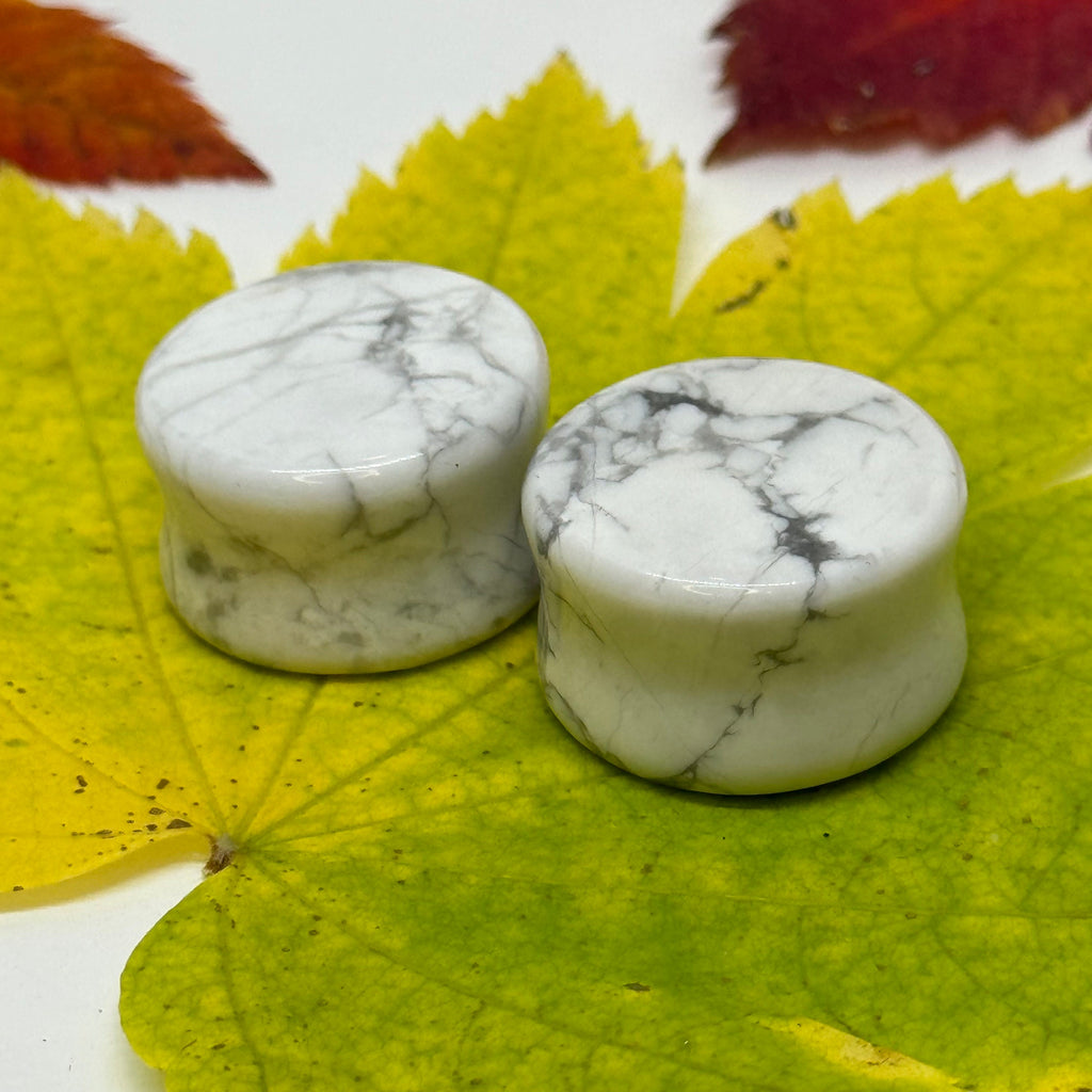 OOAK Howlite Stone Tunnels – 7/8" (22mm)