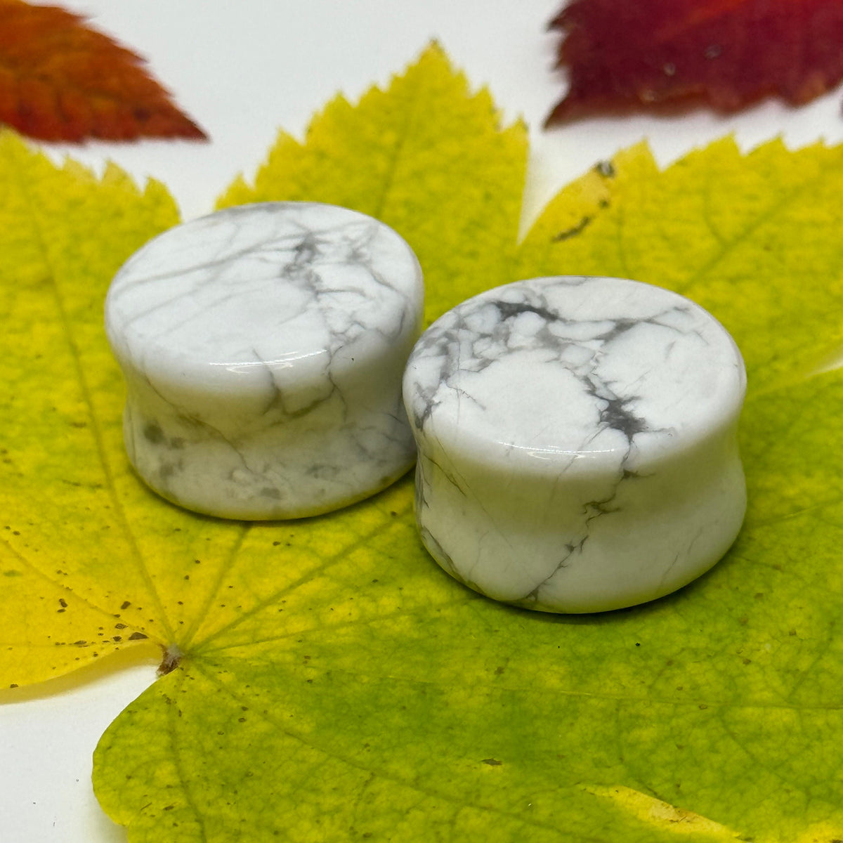 OOAK Howlite Stone Tunnels – 7/8" (22mm)
