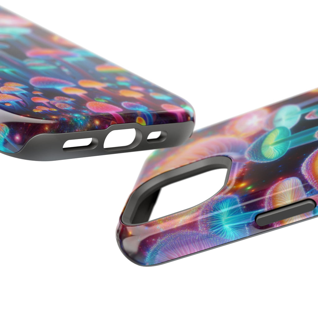 Psychedelic Neon Mushroom Phone Case — Protective Cosmic Art iPhone Cover