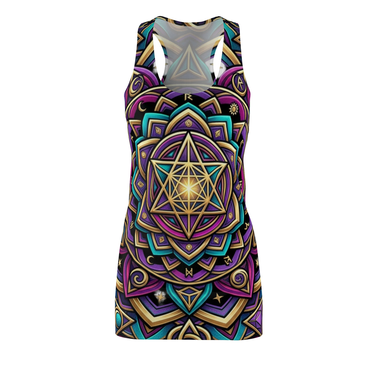 Mandala Sacred Geometry Racerback Dress — Vibrant Spiritual AOP