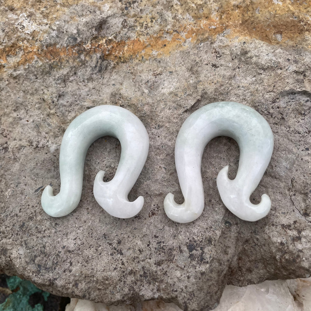OOAK Jadeite Wave Hooks – 7/16" (11mm)