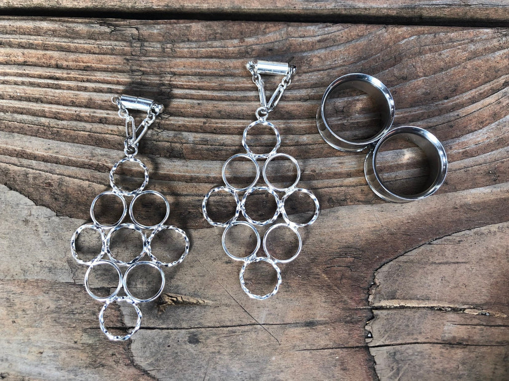 Silver-Plated Magnetic Clasp Gauged Earrings