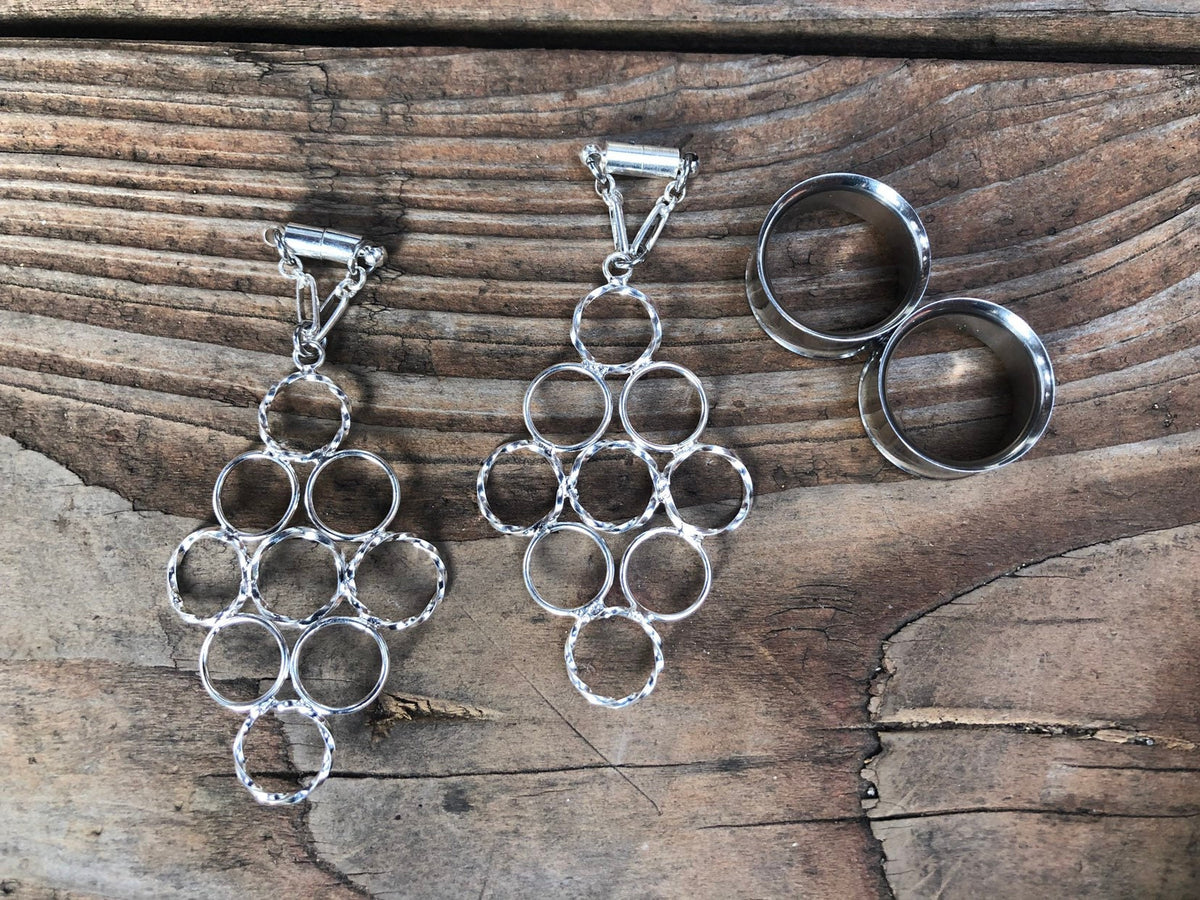Silver-Plated Magnetic Clasp Gauged Earrings