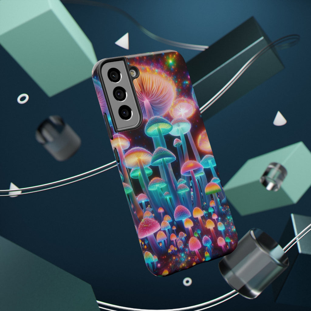 Psychedelic Neon Mushroom Phone Case — Protective Cosmic Art iPhone Cover