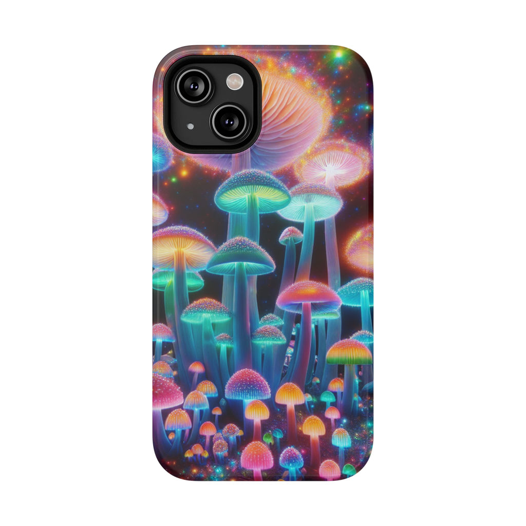 Psychedelic Neon Mushroom Phone Case — Protective Cosmic Art iPhone Cover