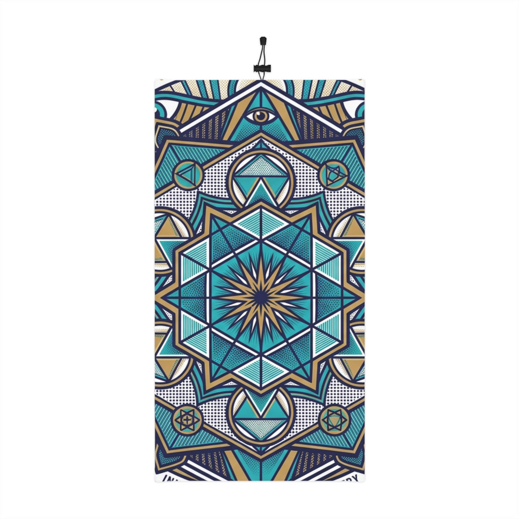 Geometric Mandala Winter Neck Gaiter — Blue Star Drawstring Face Mask