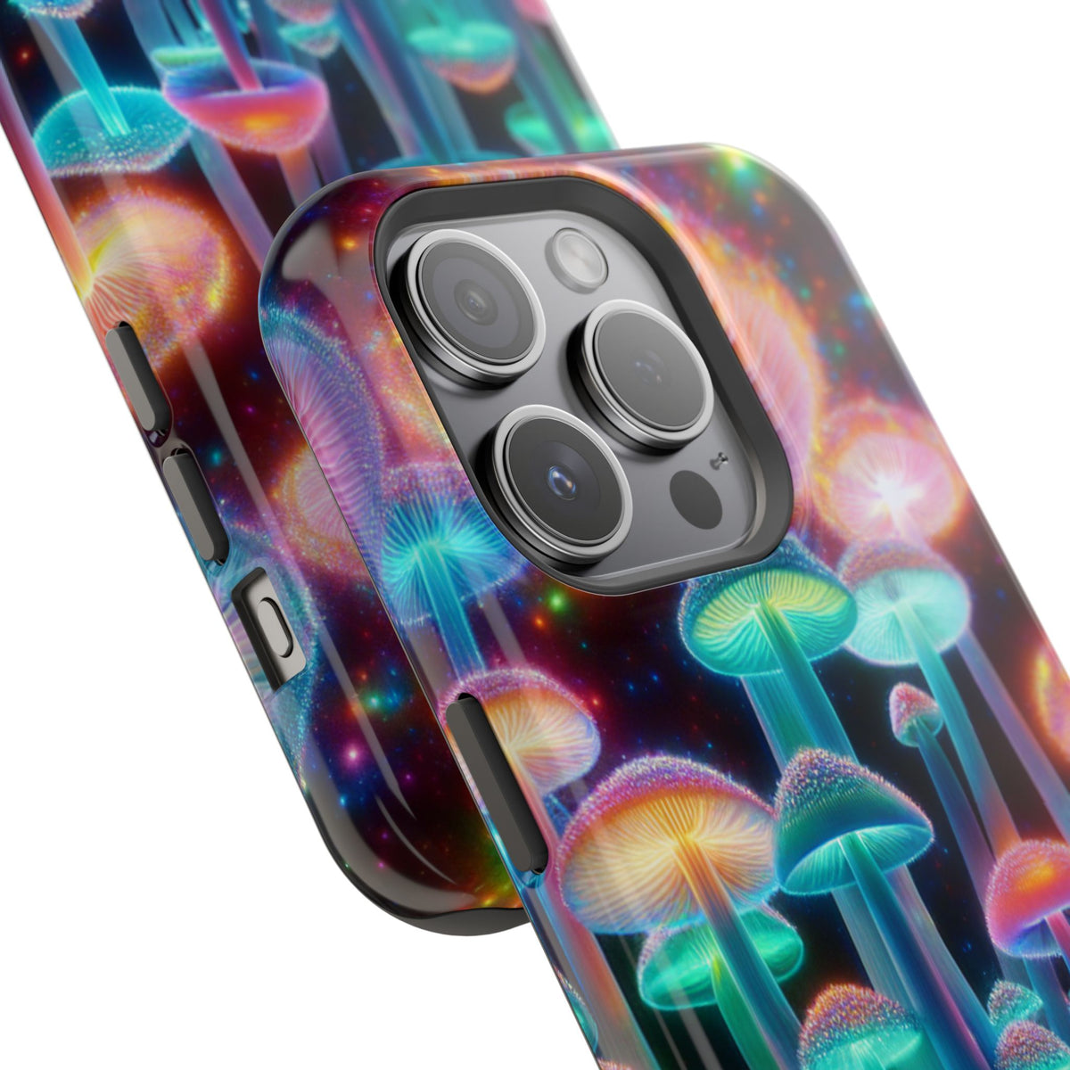 Psychedelic Neon Mushroom Phone Case — Protective Cosmic Art iPhone Cover