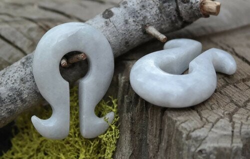 OOAK Jadeite Omega Ear Weights – 7/16" (11mm)