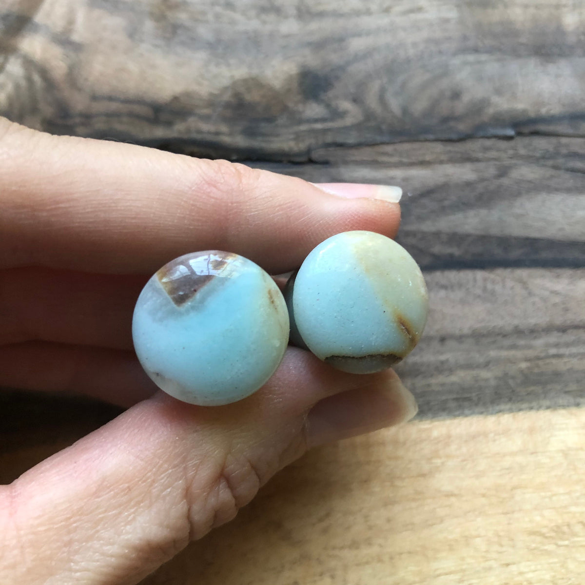 OOAK Blue Amazonite Stone Plugs – 9/16" (14mm)