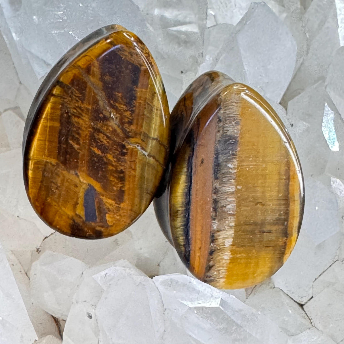 OOAK Brown Tiger’s Eye Teardrop Plugs – 7/8" (22mm)