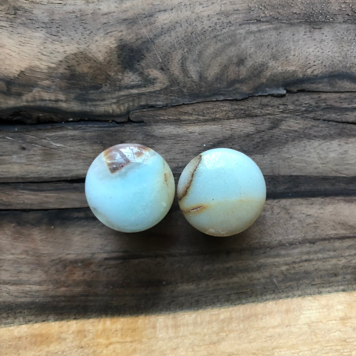 OOAK Blue Amazonite Stone Plugs – 9/16" (14mm)