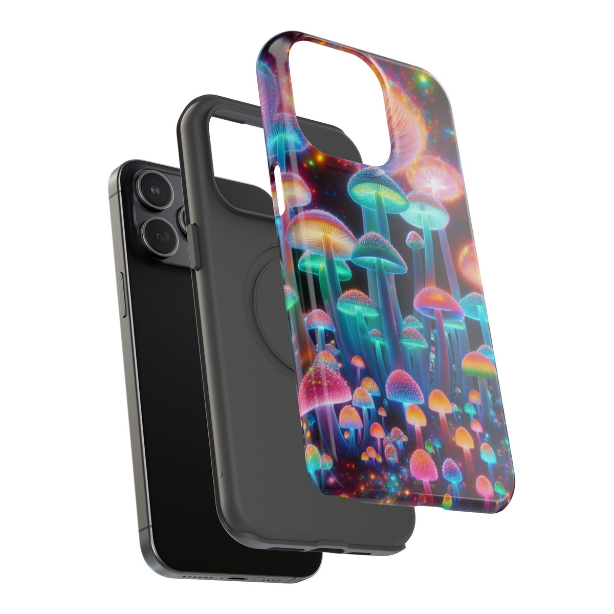 Psychedelic Neon Mushroom Phone Case — Protective Cosmic Art iPhone Cover