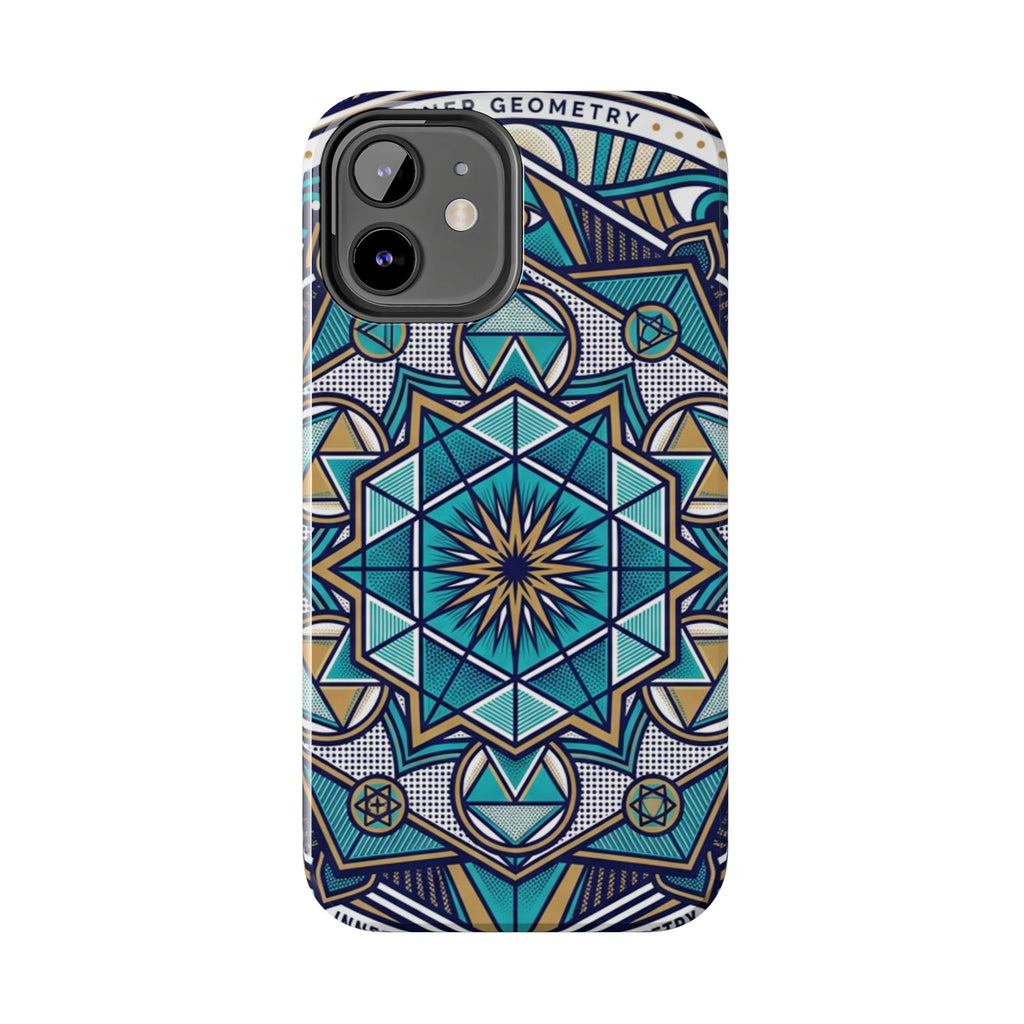 Tough Phone Case — Blue Geometric Mandala Protective Phone Cover