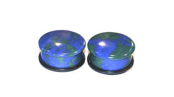 Blue Azurite Plugs – Single Flared Stone Gauges