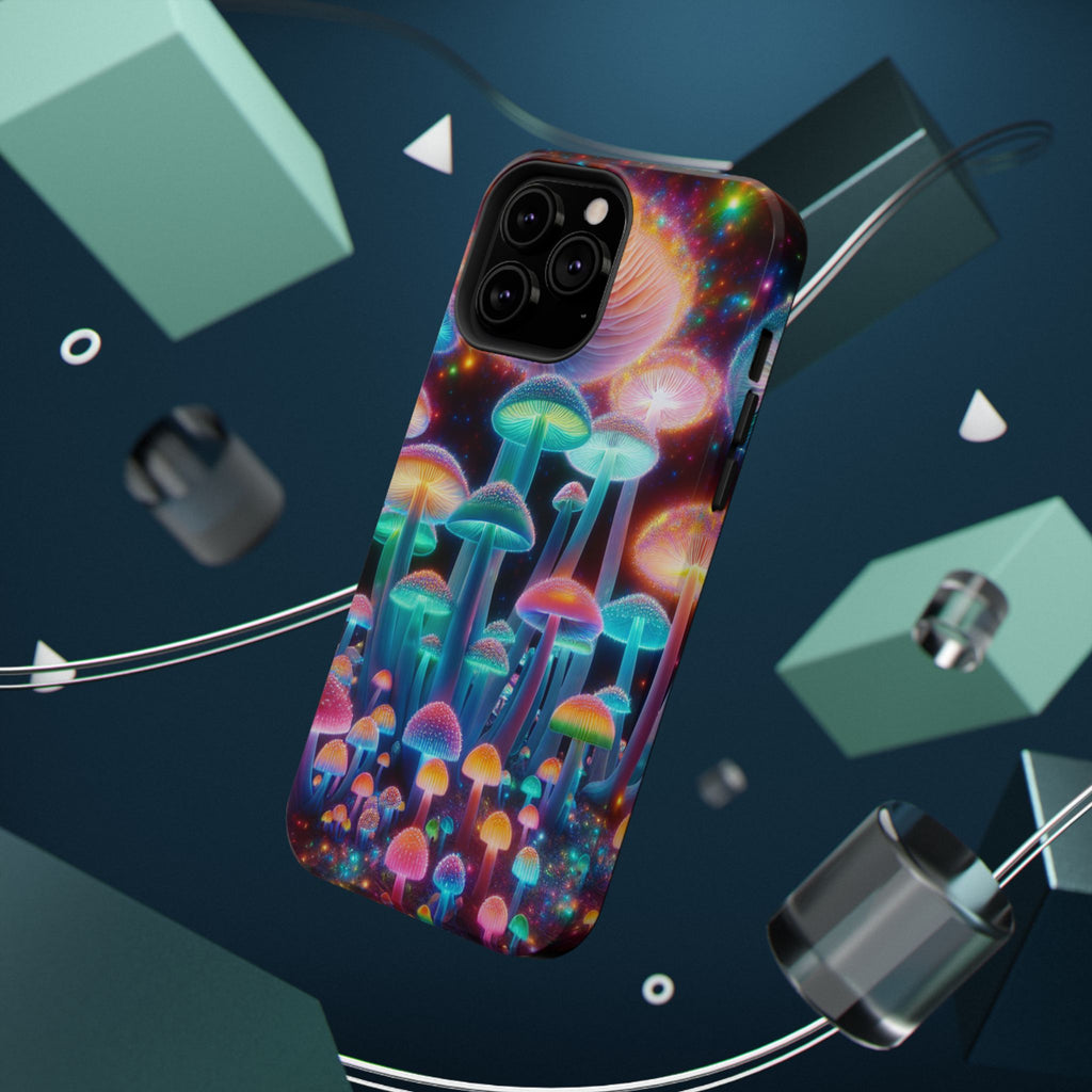Psychedelic Neon Mushroom Phone Case — Protective Cosmic Art iPhone Cover