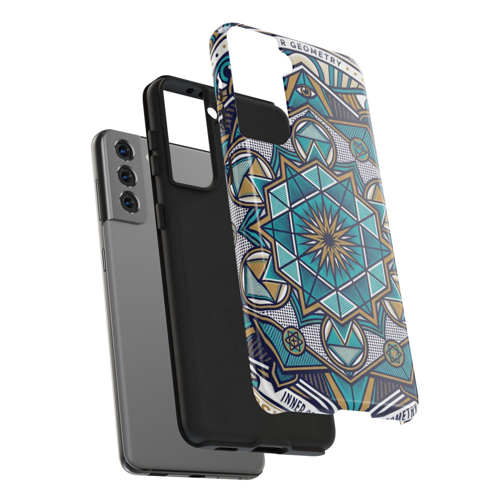 Tough Phone Case — Blue Geometric Mandala Protective Phone Cover