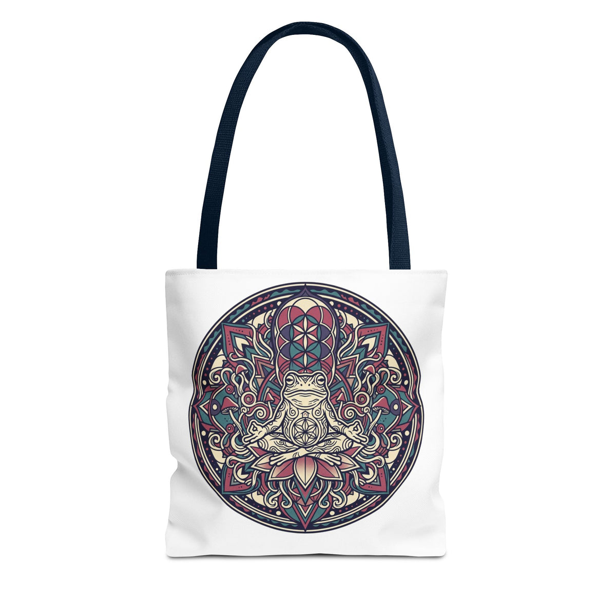 Meditating Cat Mandala Tote Bag — Boho Yoga, Spiritual Gift