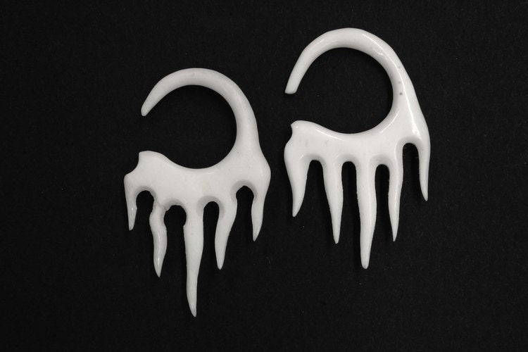 Carved Bone Hanging Earrings – Organic Ear Gauges
