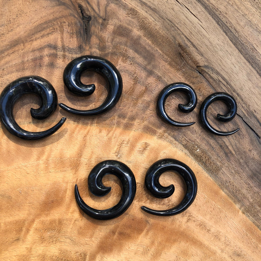 Classic Water Buffalo Horn Spiral Earrings