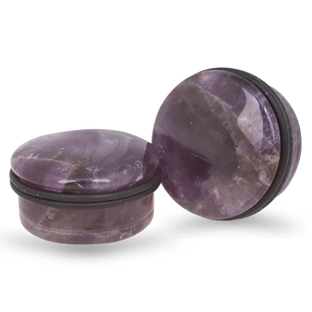 Amethyst Stone Plugs – Single Flared Purple Ear Gauges