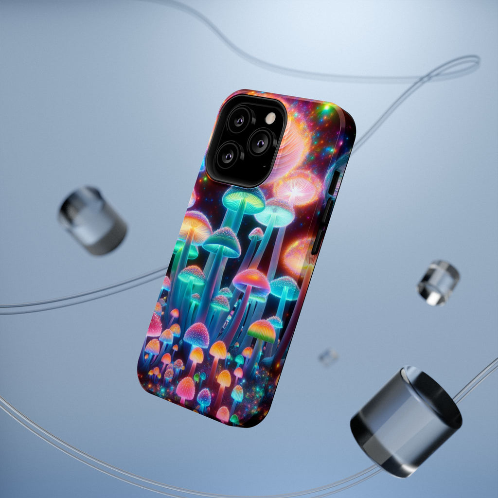 Psychedelic Neon Mushroom Phone Case — Protective Cosmic Art iPhone Cover