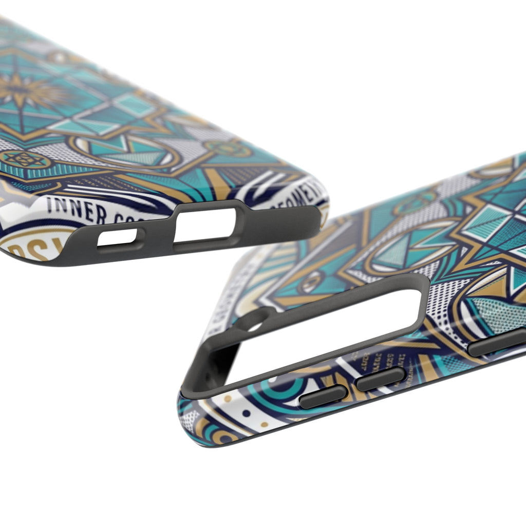 Tough Phone Case — Blue Geometric Mandala Protective Phone Cover