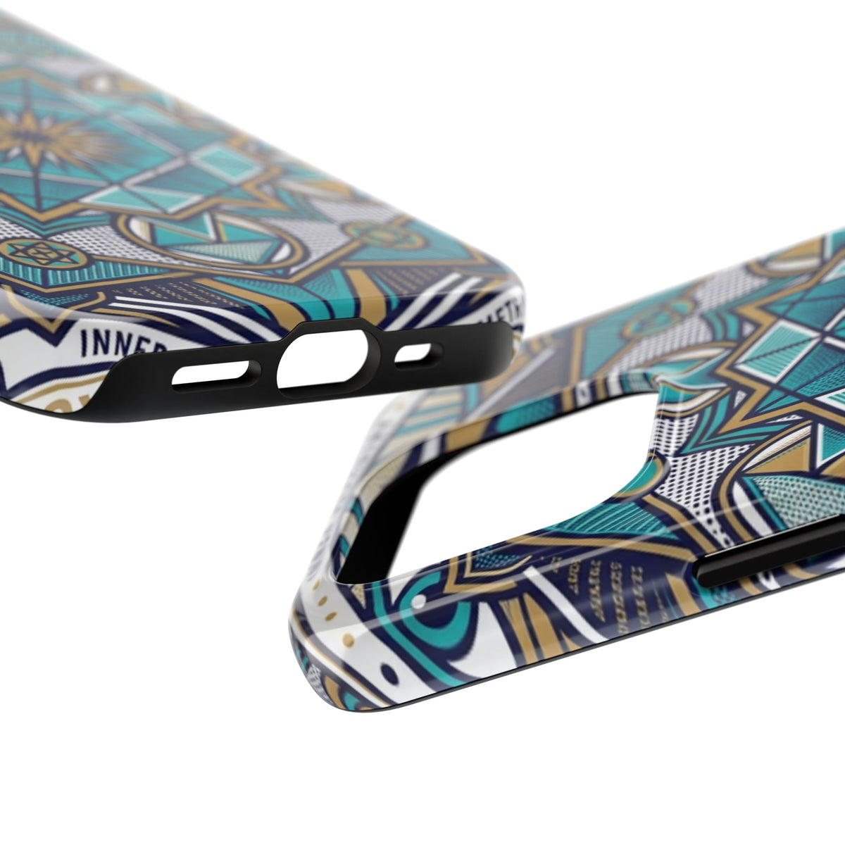 Tough Phone Case — Blue Geometric Mandala Protective Phone Cover