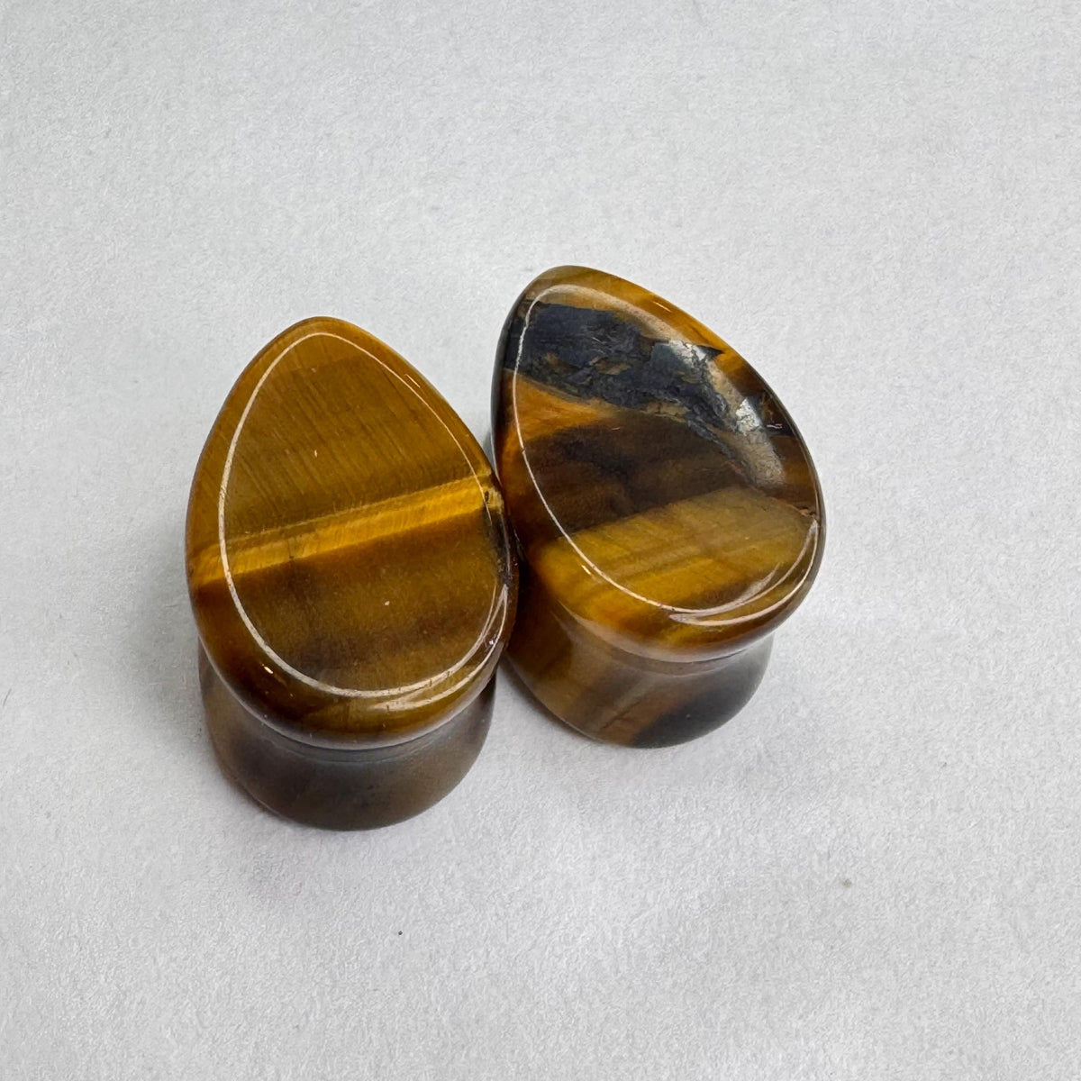 OOAK Tiger’s Eye Teardrop Plugs – 7/16" (11mm)