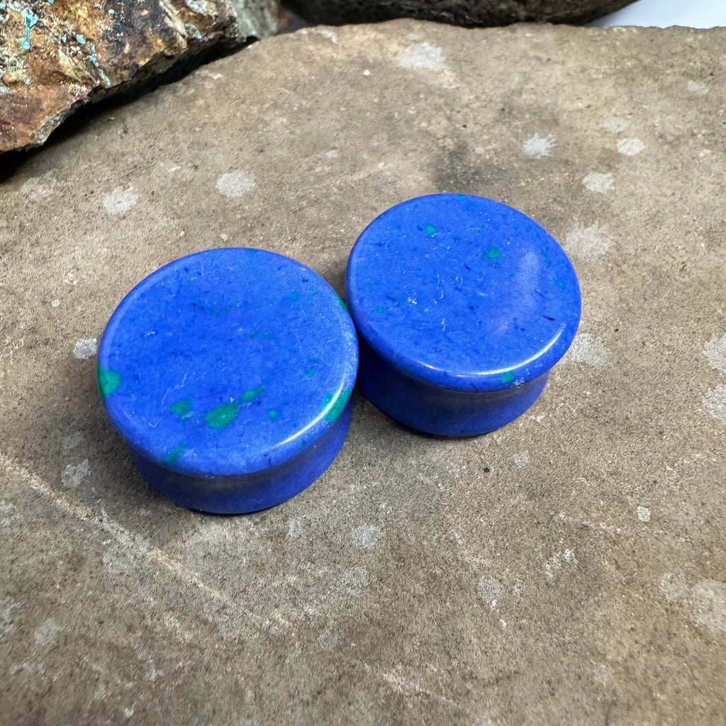 OOAK Azurite Plugs – 7/8" (22mm) Double Flared