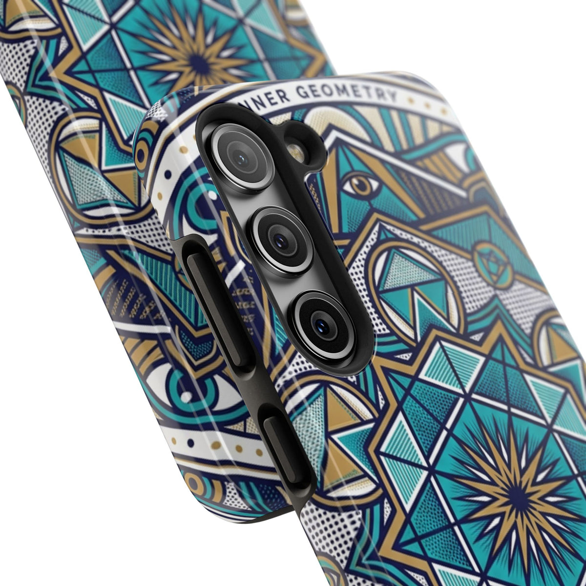 Tough Phone Case — Blue Geometric Mandala Protective Phone Cover