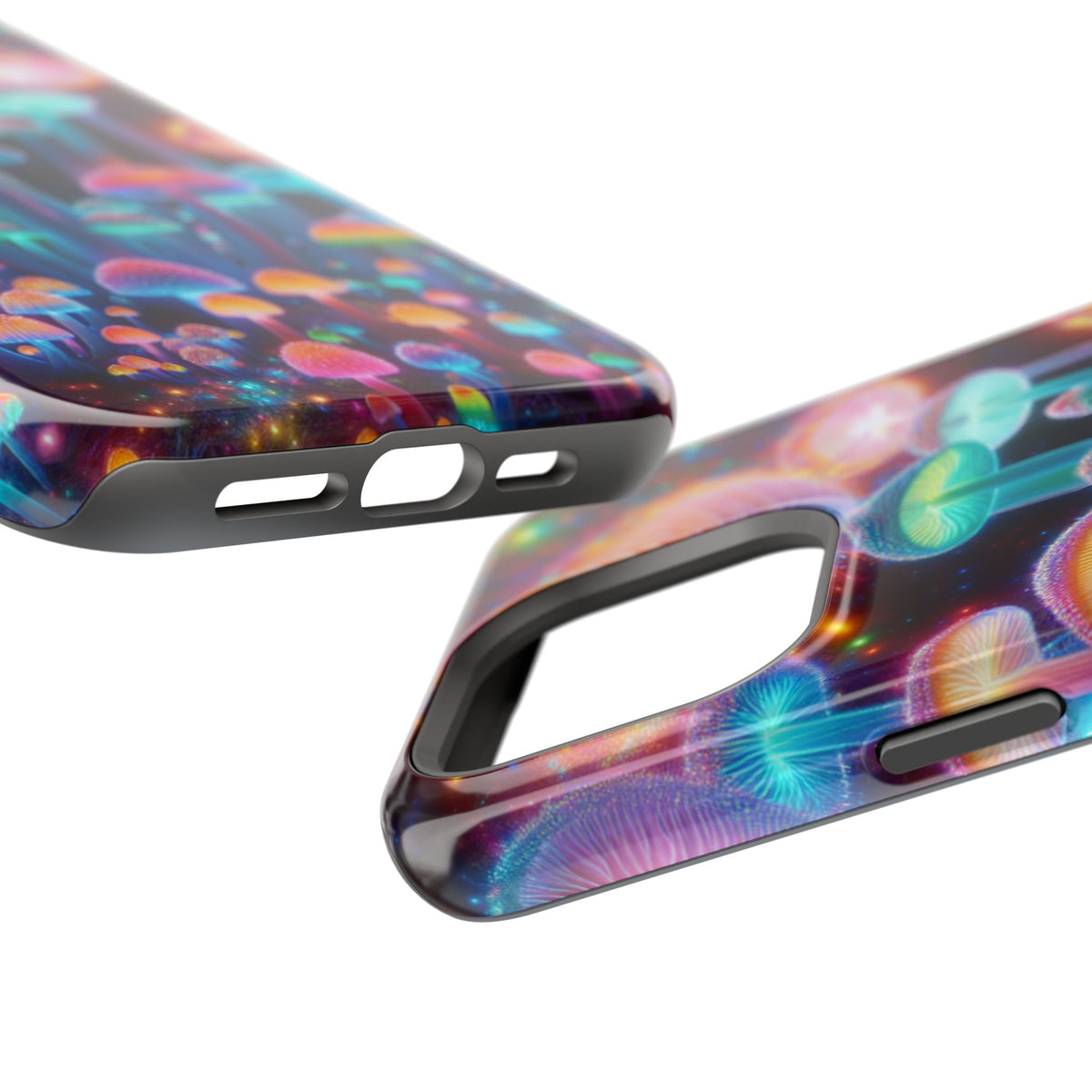 Psychedelic Neon Mushroom Phone Case — Protective Cosmic Art iPhone Cover