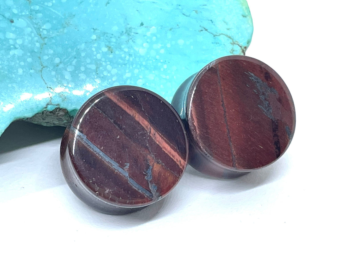 OOAK Red Tiger’s Eye Plugs – 7/8" (22mm)