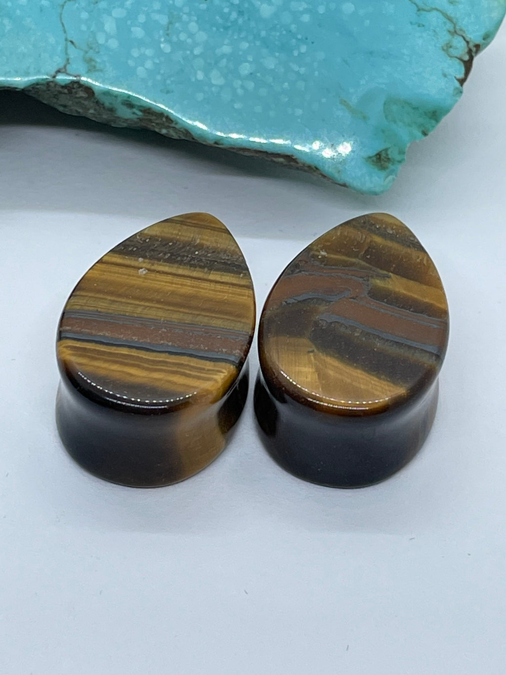 OOAK Tiger’s Eye Teardrop Plugs – 7/8" (22mm)