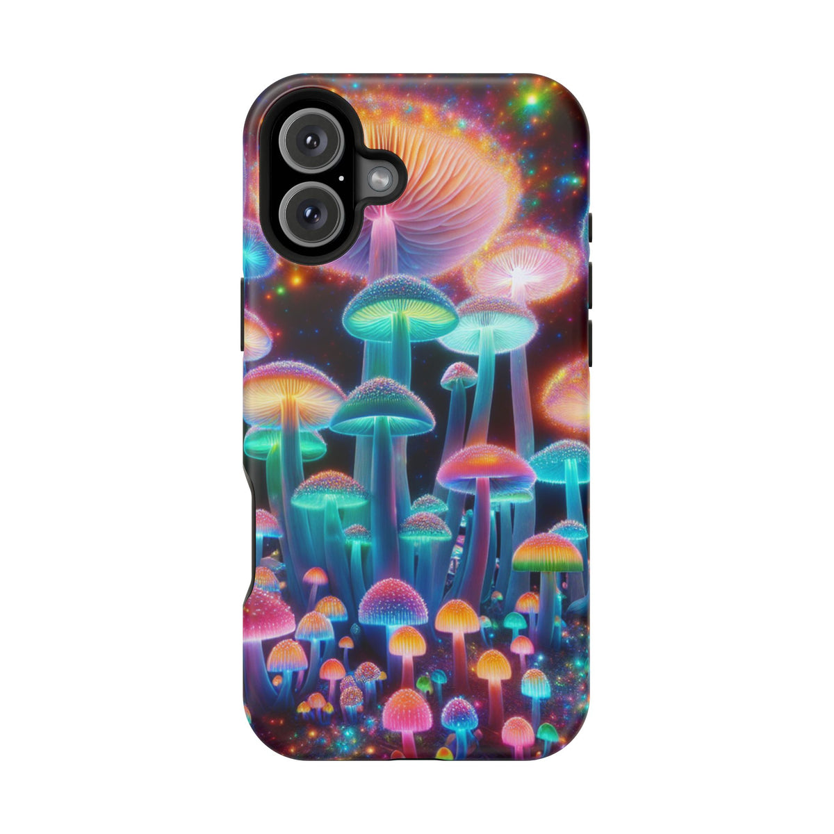 Psychedelic Neon Mushroom Phone Case — Protective Cosmic Art iPhone Cover