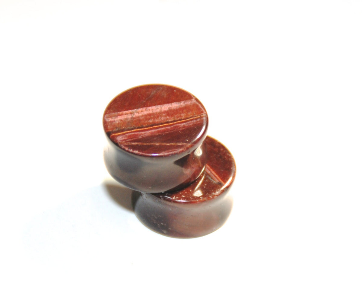 Red Tiger's Eye Stone Plugs – Double Flared Ear Gauges