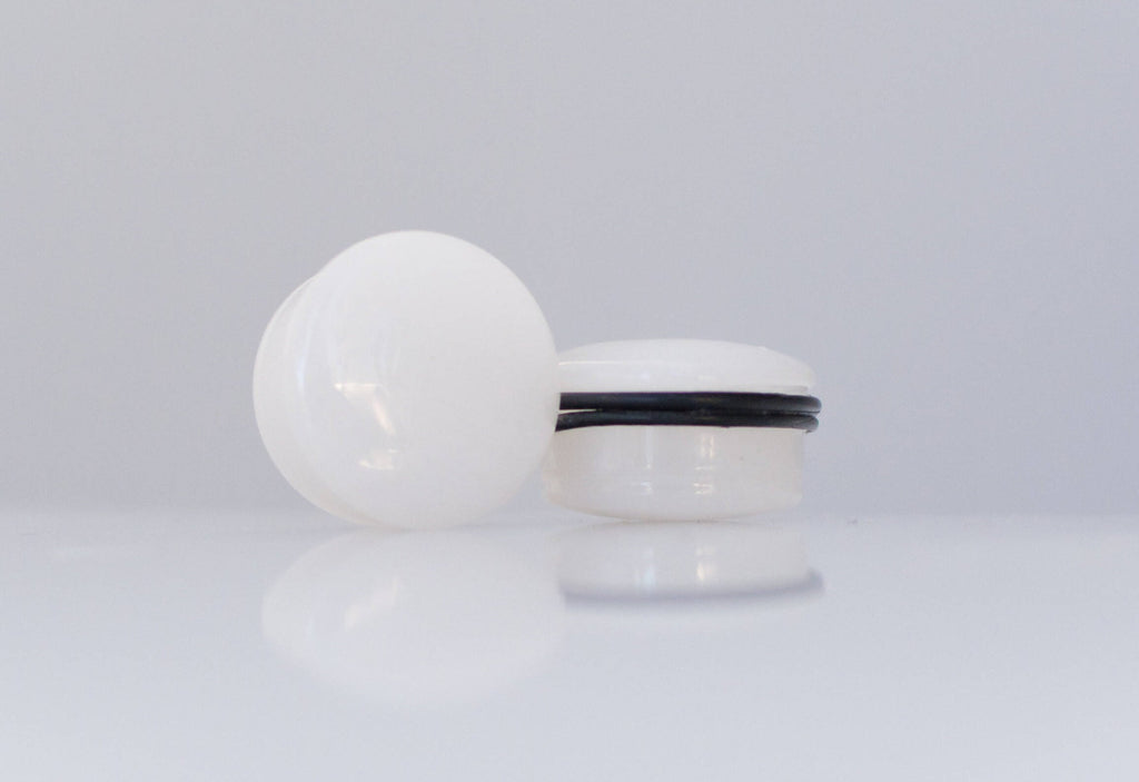 White Jade Stone Plugs – Single Flared Ear Gauges