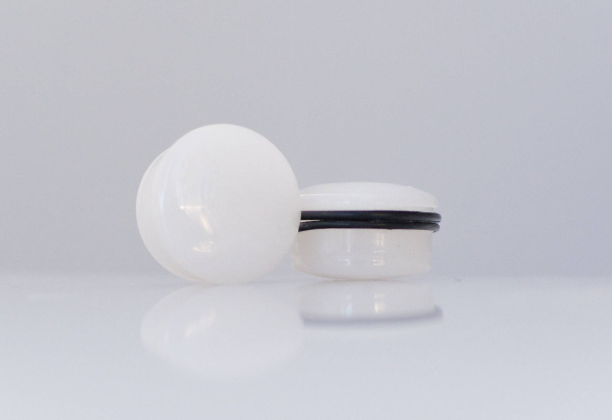 White Jade Stone Plugs – Single Flared Ear Gauges