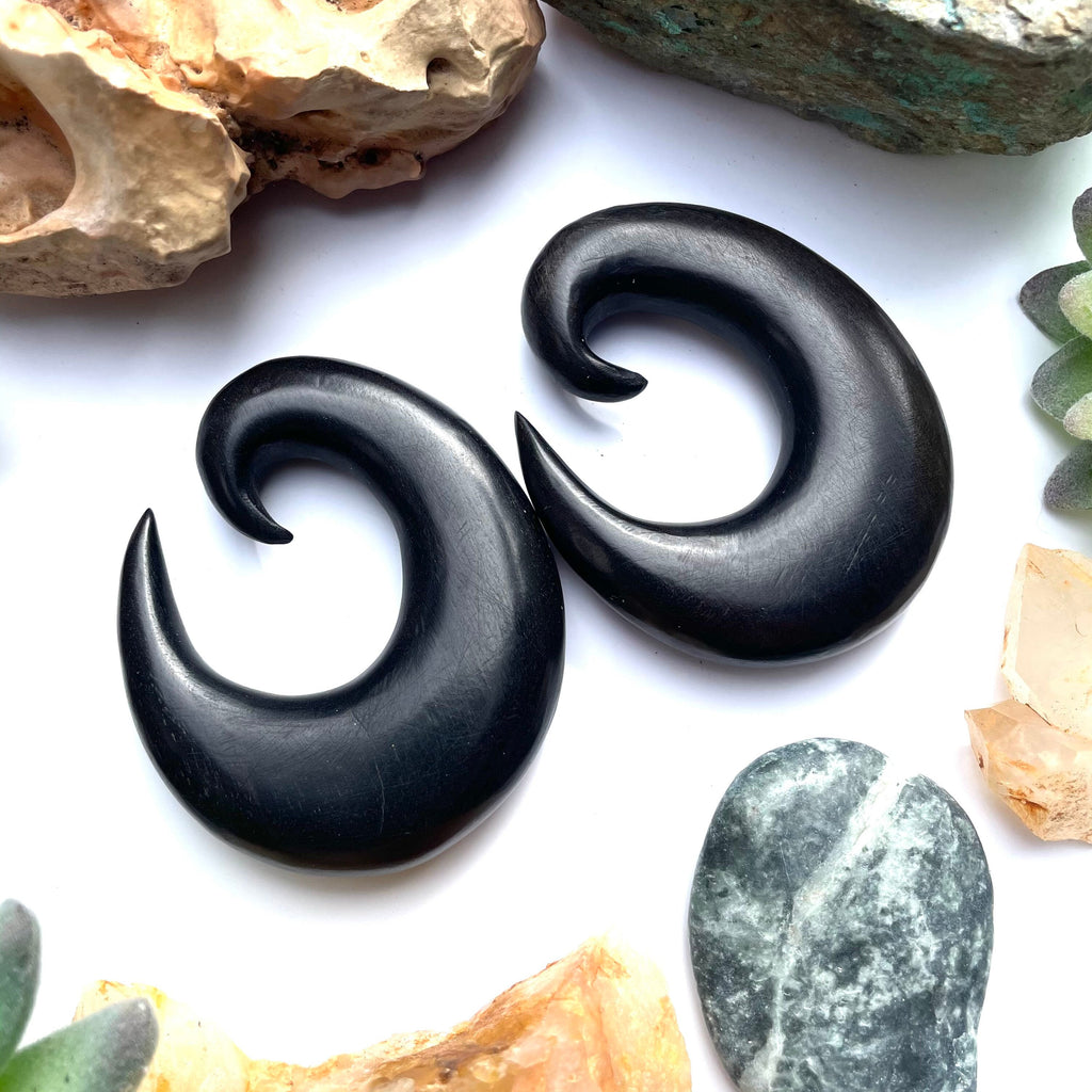 Classic Ebony Wood Thick Hoop Earrings – Limited Stock