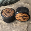 Ebony Wood Plugs with Palm Wood Inlay – Reversible