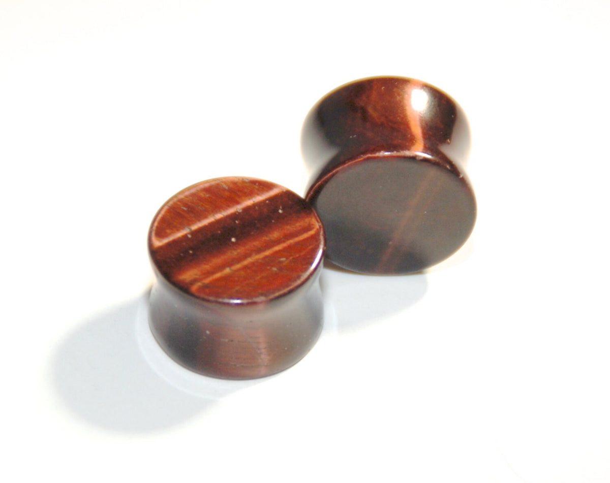 Red Tiger's Eye Stone Plugs – Double Flared Ear Gauges